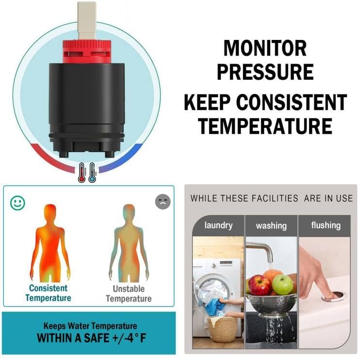 G Drettyer Brushed Nickel Solid Brass 3 Way Outlet Function Shower Diverter Valve Pressure Balancing Mixer Shower Valve Kit Replacement - Image 2