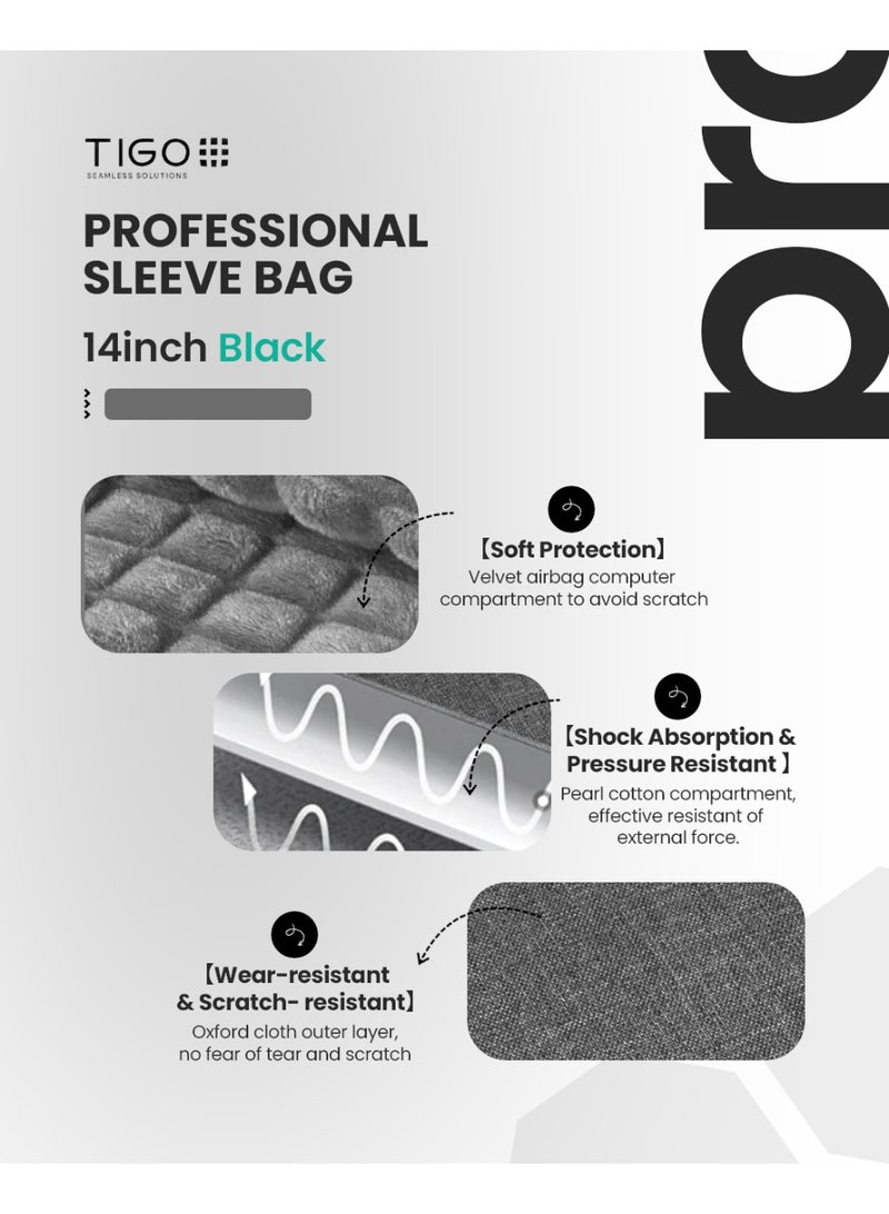 T I G O 14 inch Professional Office Laptop Bag Water Resistant Anti theft Messager Bag with Zipper Pockets and adjustable shoulder strap Sling Bag for Men and Women Black - Image 5