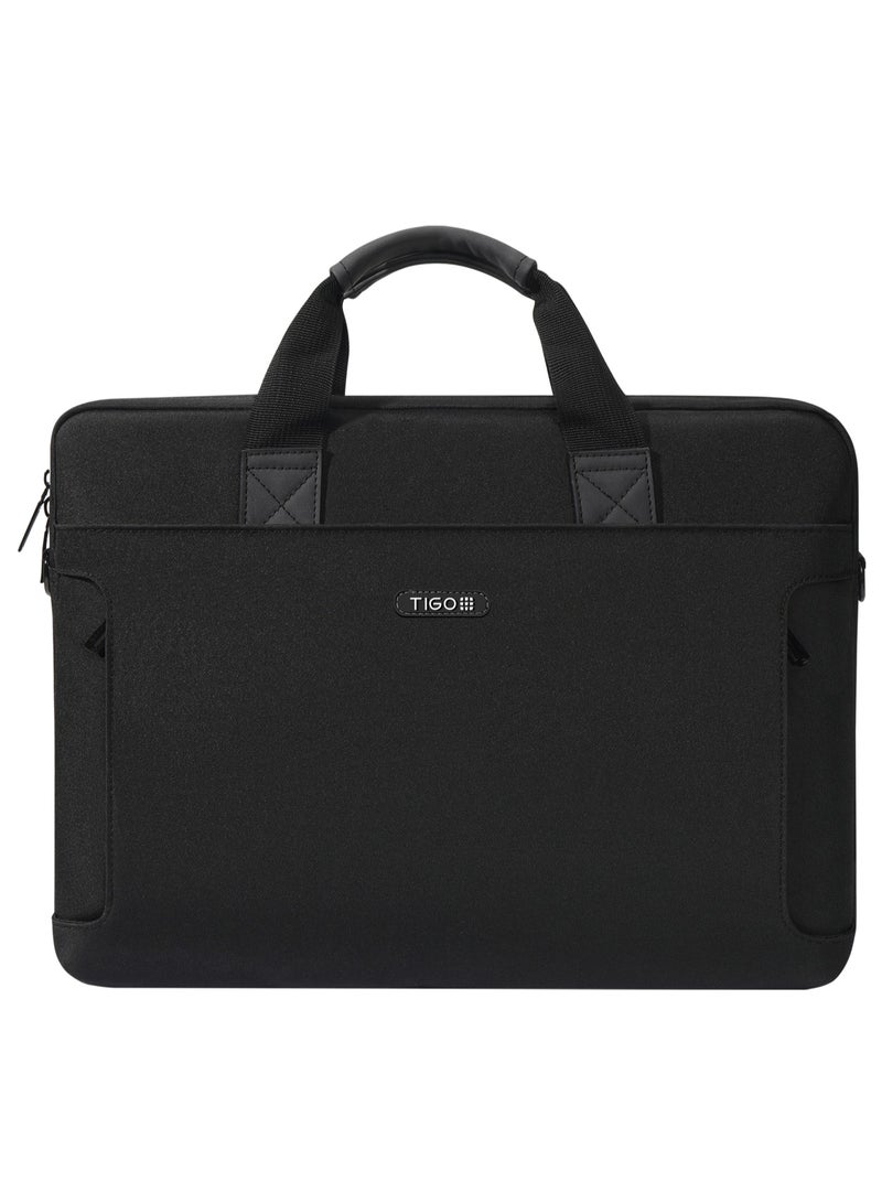 T I G O 14 inch Professional Office Laptop Bag Water Resistant Anti theft Messager Bag with Zipper Pockets and adjustable shoulder strap Sling Bag for Men and Women Black - Image 2