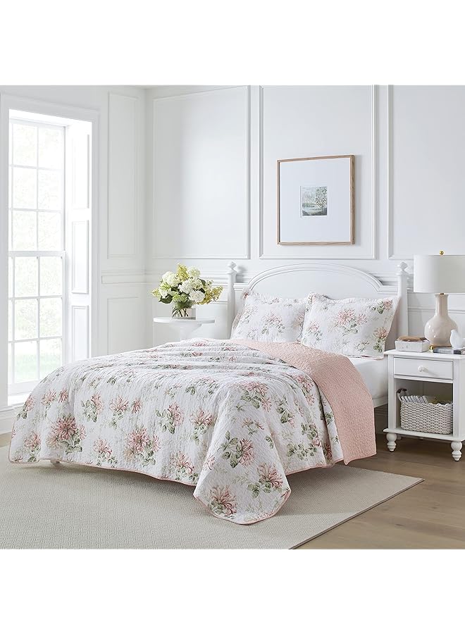 لورا أشلي طقم لحاف هوني ساكل باللون الوردي الباستيل مقاس كوين كامل - Image 3