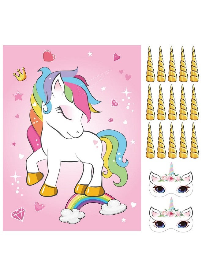 أستارون لعبة تثبيت القرن على وحيد القرن لحفلة عيد الميلاد مع 30 قرنًا لمستلزمات حفلات وحيد القرن وهدايا الفتيات وديكورات حفلات قوس قزح، لعبة تثبيت الذيل لعيد الميلاد - Image 1