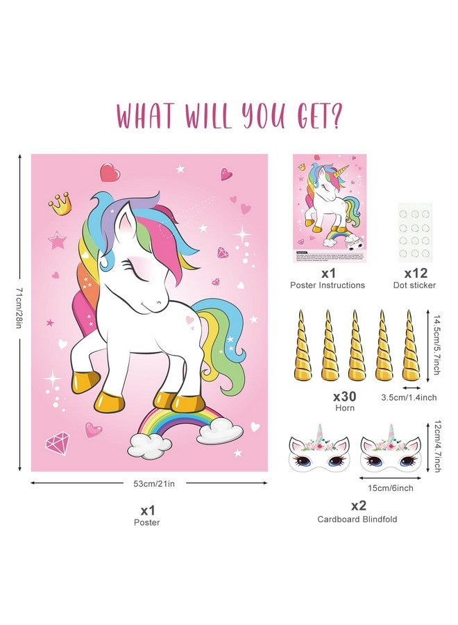 أستارون لعبة تثبيت القرن على وحيد القرن لحفلة عيد الميلاد مع 30 قرنًا لمستلزمات حفلات وحيد القرن وهدايا الفتيات وديكورات حفلات قوس قزح، لعبة تثبيت الذيل لعيد الميلاد - Image 2