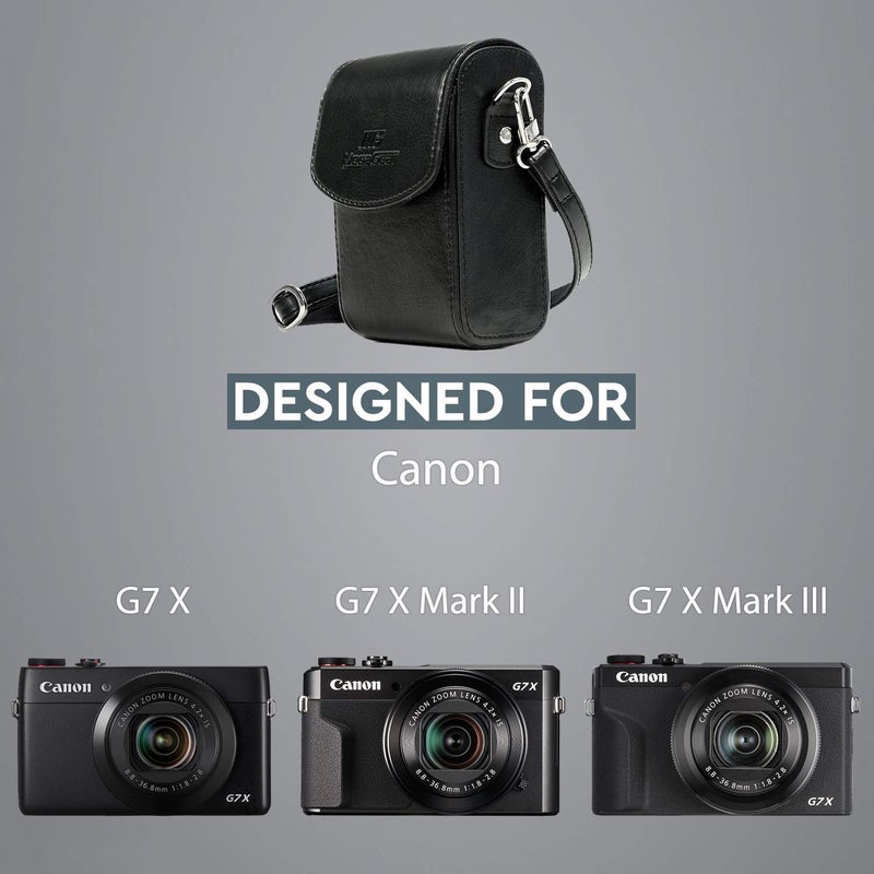 MegaGear MG766 Leather Camera Case with Strap compatible with Canon PowerShot G7 X Mark III, G7 X Mark II, G7 X - Black - Image 5
