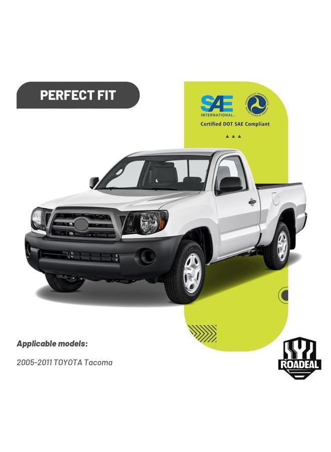 ROADEAL Headlights W/Bulbs for 2005 2006 2007 2008 2009 2010 2011 Toyota Tacoma Halogen Headlamp Replacement Driver & Passenger Side - Image 2