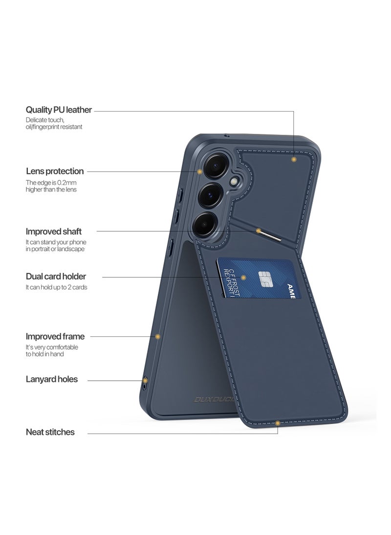 DUX DUCIS - DUX DUCIS Rafi II Series Case for Samsung Galaxy A55 5G Case Wallet with Kickstand and Credit Card Holder Compatible with MagSafe Leather Heavy Duty Protective Case Cover (Blue) - Image 1