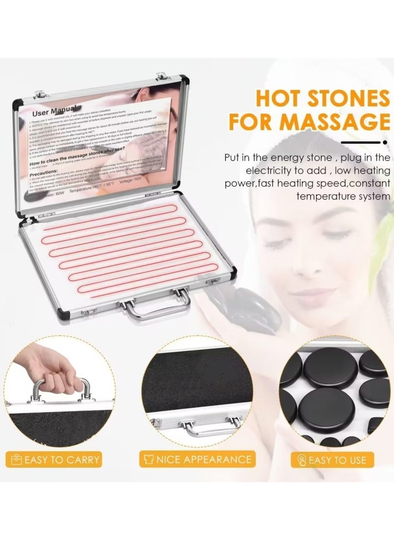 Ru syanl Hot Stones Massage Set 18 Pcs Energy Stones With Heating Box Massage Stones for Professional  - Image 3