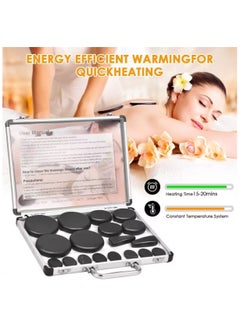 Ru syanl Hot Stones Massage Set 18 Pcs Energy Stones with Heating Box Massage Stones for Professional or Home Spa Suitable for Relaxing Pain Relief  - Image 2