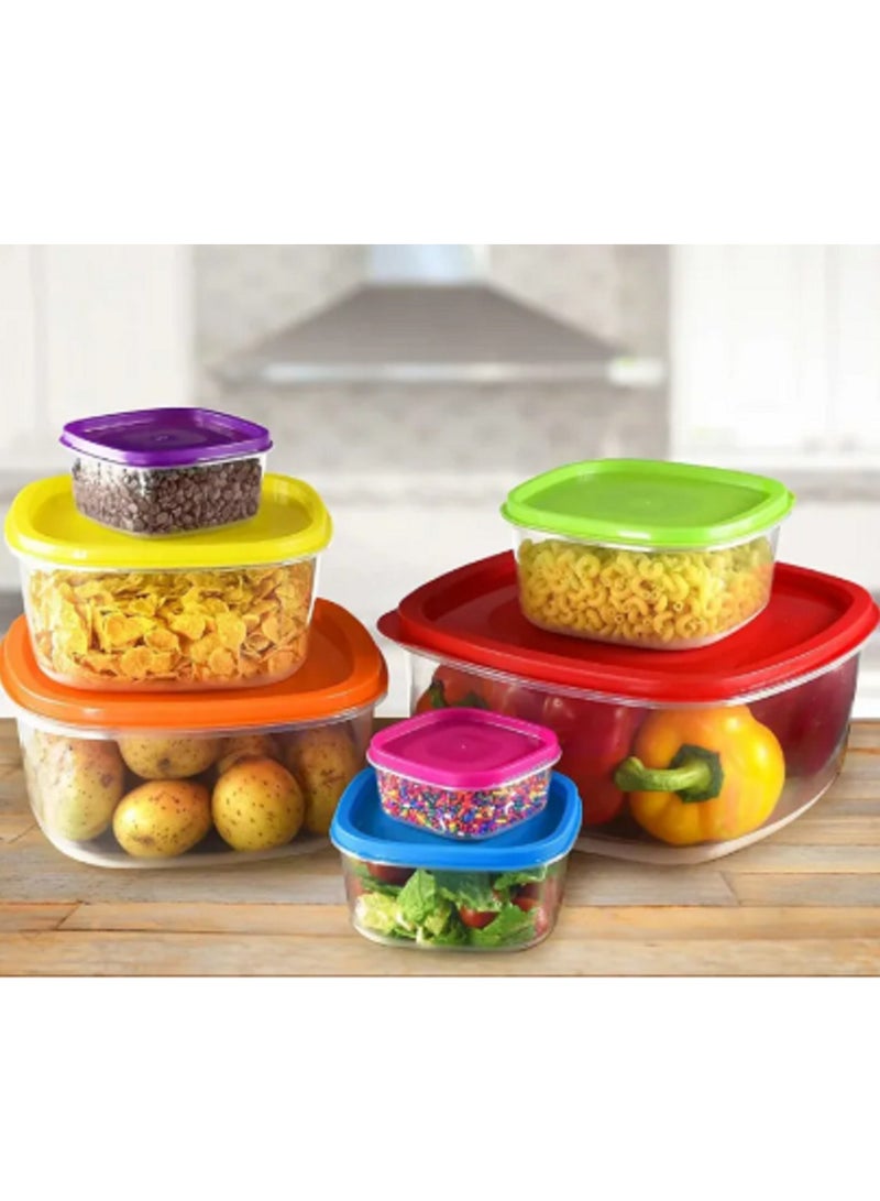 favilla 7-Piece Plastic Food Storage Container Set with Assorted Sizes and Airtight Lids – Microwave and Freezer Safe Multicolored - 1360 - Image 5
