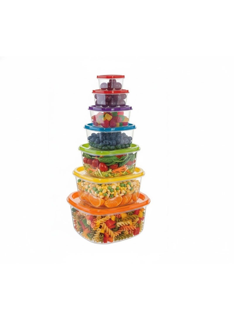 favilla 7-Piece Plastic Food Storage Container Set with Assorted Sizes and Airtight Lids – Microwave and Freezer Safe Multicolored - 1360 - Image 4