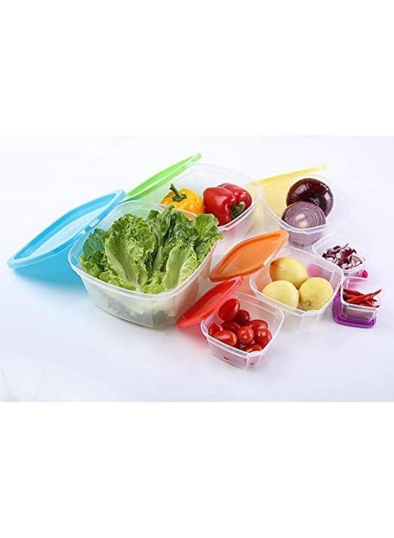 favilla 7-Piece Plastic Food Storage Container Set with Assorted Sizes and Airtight Lids – Microwave and Freezer Safe Multicolored - 1360 - Image 3