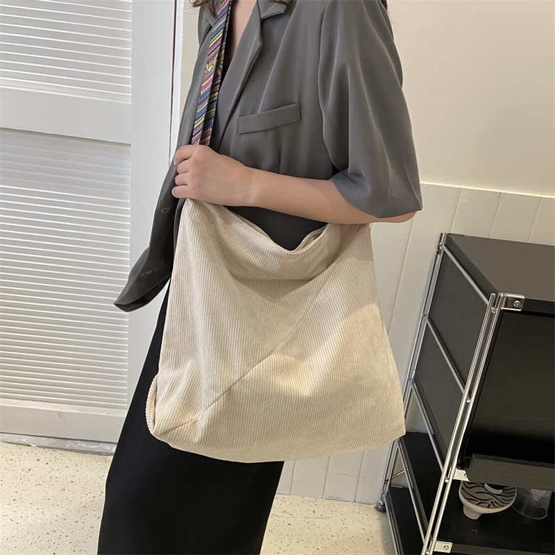 JARKJARD Women Corduroy Tote Bag Large Shoulder Hobo Bag for Women Boho Casual Handbag Purse(Khaki) - Image 2