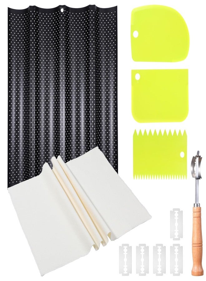 mekueeex 4-Slot French Baguette Pan Set, Non-Stick French Bread Pan, Baguette Baking Pan with Proofing Cloth, Bread Lame, Home Baking Tools Kit for Homemade Bread - Image 1