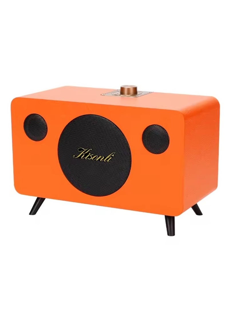 Kisonli G103 Classic Music Speaker – 20W Power – Clear Sound – 1800mAh Battery – Supports TF Card/U Disk/AUX-ORANGE - Image 2