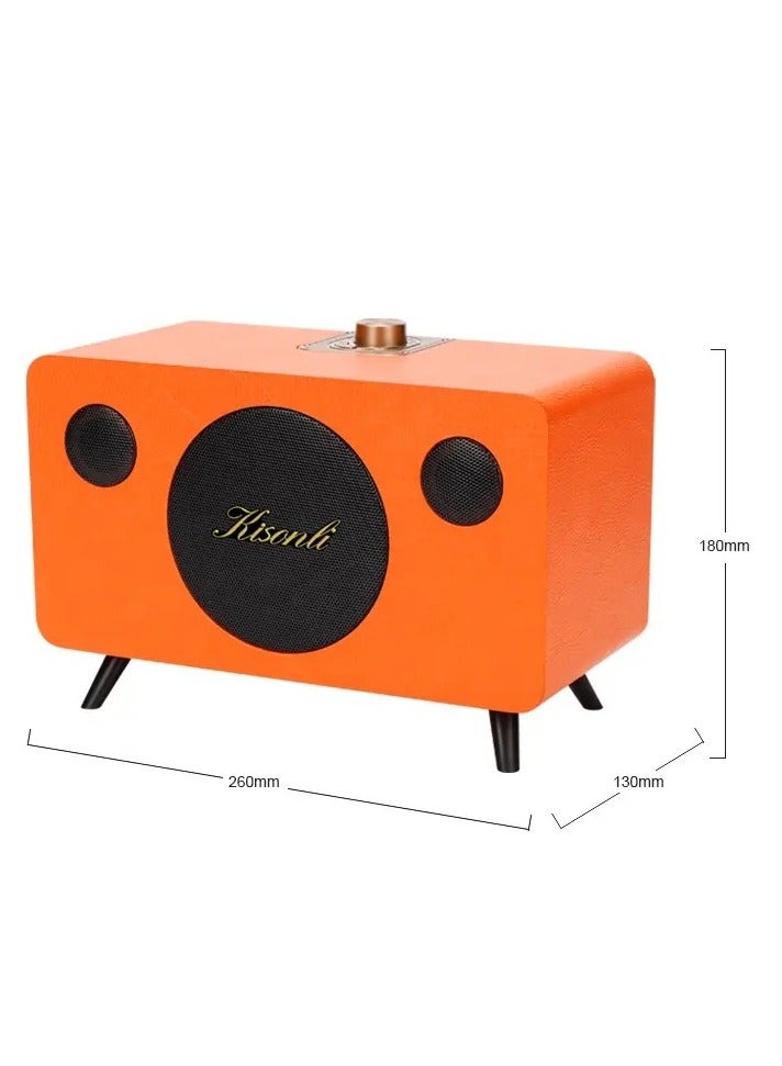 Kisonli G103 Classic Music Speaker – 20W Power – Clear Sound – 1800mAh Battery – Supports TF Card/U Disk/AUX-ORANGE - Image 3
