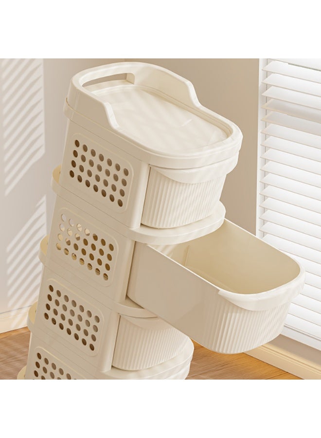 ايست من نون خزانة تخزين أدراج بلاستيكية بـ 5 طبقات، منظم خزانة للمطبخ، غرفة النوم، غرفة المعيشة، 30 × 38 × 104 سم، أبيض - Image 4