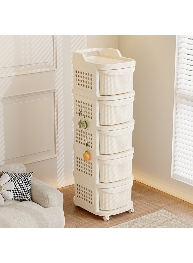ايست من نون خزانة تخزين أدراج بلاستيكية بـ 5 طبقات، منظم خزانة للمطبخ، غرفة النوم، غرفة المعيشة، 30 × 38 × 104 سم، أبيض - Image 1
