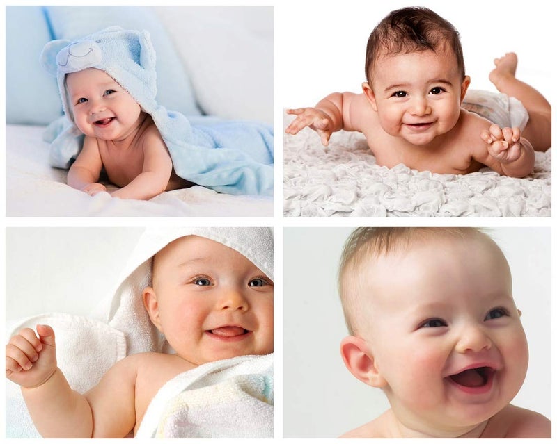 MANIAL MANIAL Thick Paper 300GSM Gloss Laminated Smiling Baby Combo HD Posters for Room Decor Multicolour 12x18Inch Set of 4 - Image 1