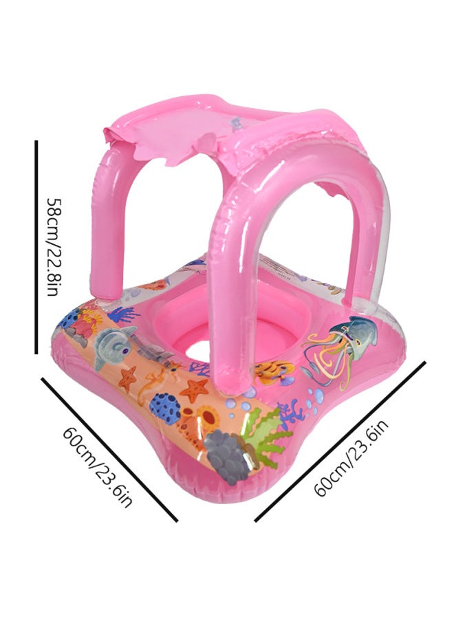PVC Inflatable Round Sunshade Children's Seat Baby Swimming Ring Cute Printed Seat Swimming Ring