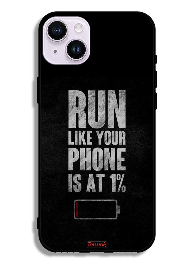 Tolwak Apple iPhone 14 Protective Case Run Like Your Phone Is At 1 Percent - Image 2