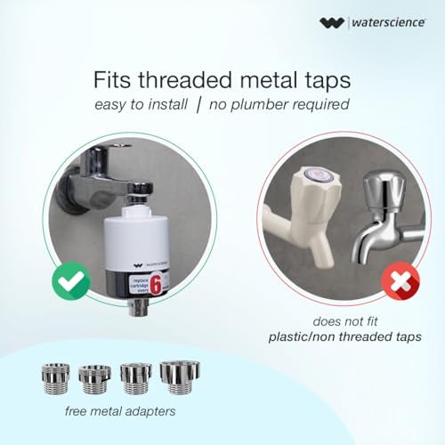 WaterScience CLEO Hard Water Softener for Tap and Shower | Shower Filter for Bathroom | with Metal Adaptor set - Image 5