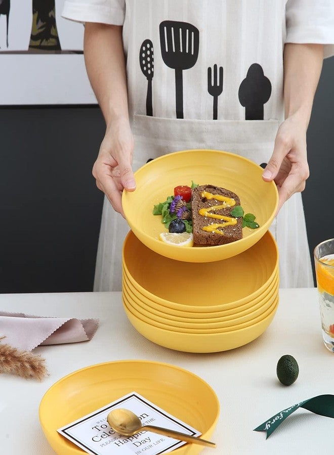 Oicia أطباق تقديم الطعام من أويسيا، أطباق مطاعم، أطباق سلطة، أطباق تقديم طعام مقاومة للخدش، أطباق سلطة، أطباق عشاء مقاومة للخدش، آمنة للاستخدام في الميكروويف والفرن وغسالة الصحون (20 سم، أصفر، طقم من 4 قطع) - Image 4