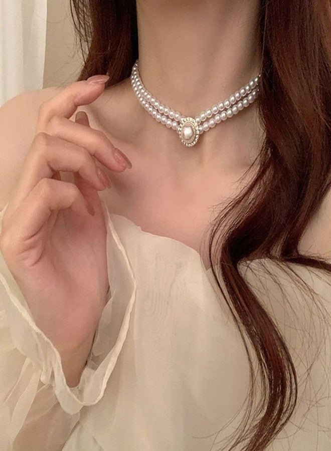 MIFYNN Pearl Choker Necklace for Women 18K Gold Multilayer Crystal Pearl Necklace Pearl Bracelet Fashion Cool Style Choker Wedding Bridesmaid Party Jewelry To My Wife Soulmate Jewelry Gift - Image 3