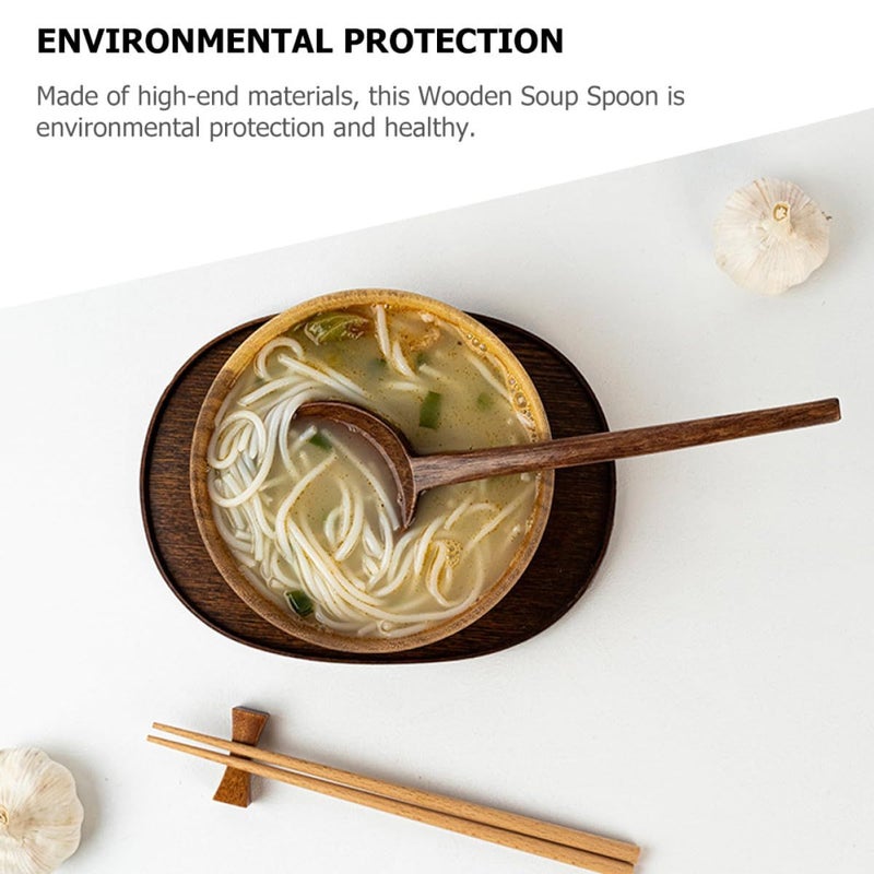 Long Handle Wooden Soup Spoon Portable Reusable Serving Spoon For Rice And Home Dining - Image 3