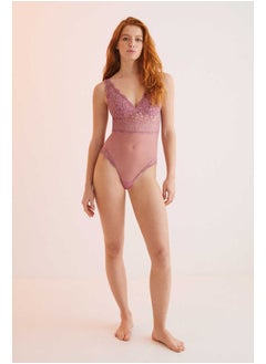 women'secret Tulle lace halter bodysuit  - Image 1