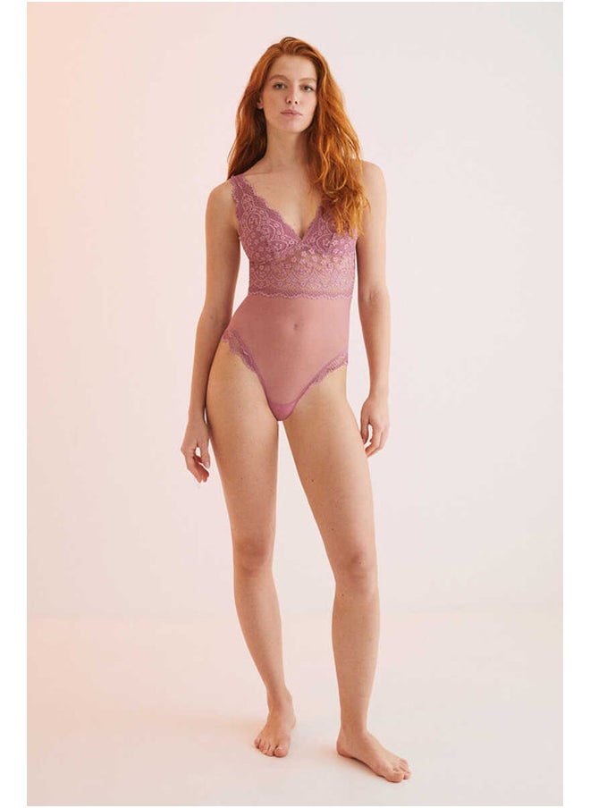 women'secret Tulle lace halter bodysuit  - Image 1