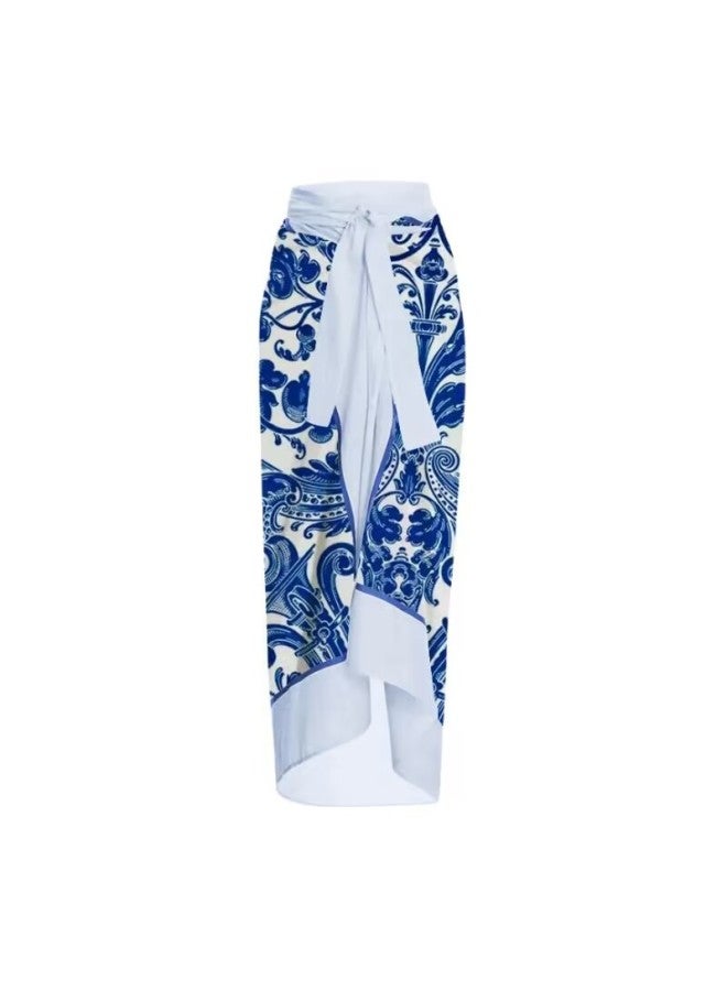 Loquat 2024 Langqi Women's Swimsuit Blue And White Porcelain Printed Three-piece Split Swimsuit Women's In Stock-Color:Three-piece Suit- - Image 2