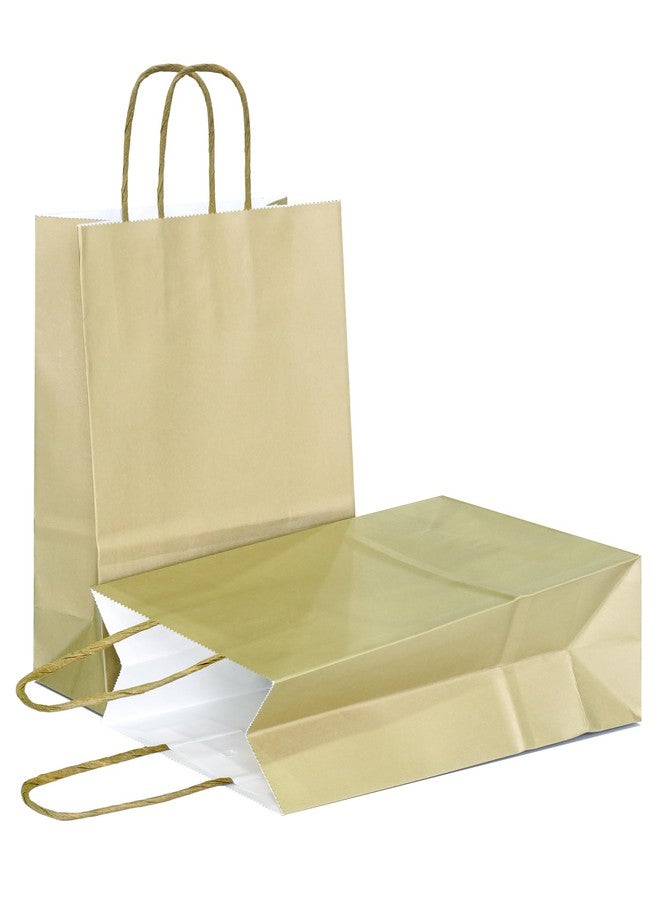 AZOWA Bronzing Gold Gift Bags Mini Kraft Paper Bags with Handles (4.7 x 2.4 x 6 in, Gold, 12 Pcs) - Image 1