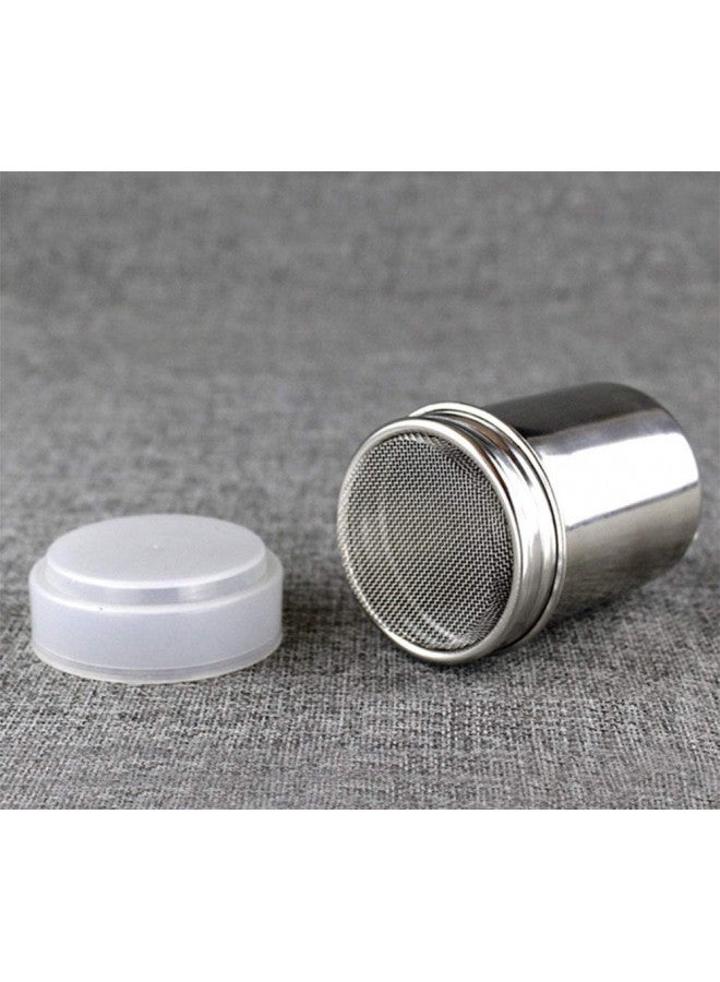ONWON Onwon Powder Sugar Shaker with Lid - Stainless Steel Fine Mesh Shaker Cinnamon Icing Sugar Powder Cocoa Flour Chocolate Coffee Sifter Sprinkler Dredgers for Coffee Cappuccino Latte - Image 2