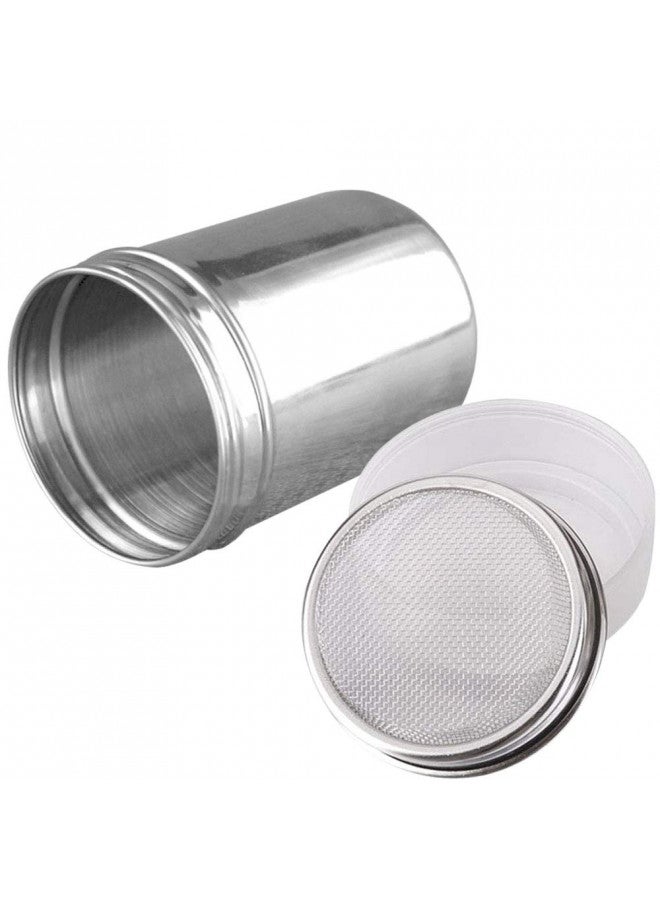 ONWON Onwon Powder Sugar Shaker with Lid - Stainless Steel Fine Mesh Shaker Cinnamon Icing Sugar Powder Cocoa Flour Chocolate Coffee Sifter Sprinkler Dredgers for Coffee Cappuccino Latte - Image 1