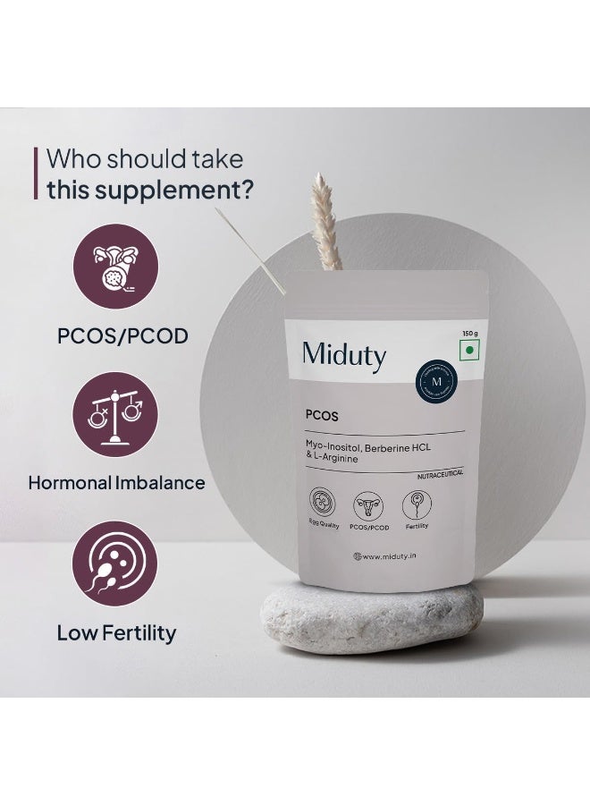 Miduty PCOS Supplement Myo Inositol 1000 mg | Helps in Hormonal Balance, Menstrual Cycle and Irregular Periods - 150 Gram, Powder - Image 3