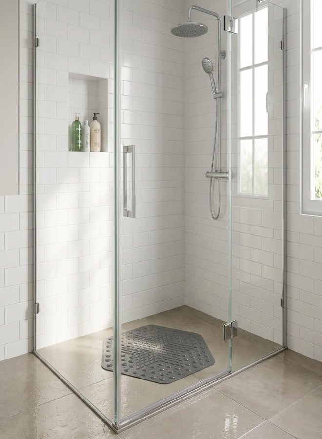 RichAxis Soft Anti Slip Bathroom Mat - Premium Bath & Shower Mat for Bathroom Floor Safety | Antiskid Toilet Mats & Durable Antislip Bathroom Mats for Everyday Use (56X63 cm, Hexa-Dark Grey) - Image 5