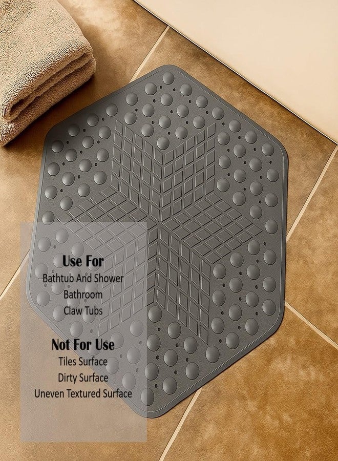 RichAxis Soft Anti Slip Bathroom Mat - Premium Bath & Shower Mat for Bathroom Floor Safety | Antiskid Toilet Mats & Durable Antislip Bathroom Mats for Everyday Use (56X63 cm, Hexa-Dark Grey) - Image 2
