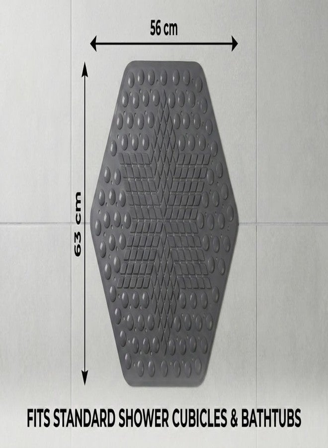 RichAxis Soft Anti Slip Bathroom Mat - Premium Bath & Shower Mat for Bathroom Floor Safety | Antiskid Toilet Mats & Durable Antislip Bathroom Mats for Everyday Use (56X63 cm, Hexa-Dark Grey) - Image 3