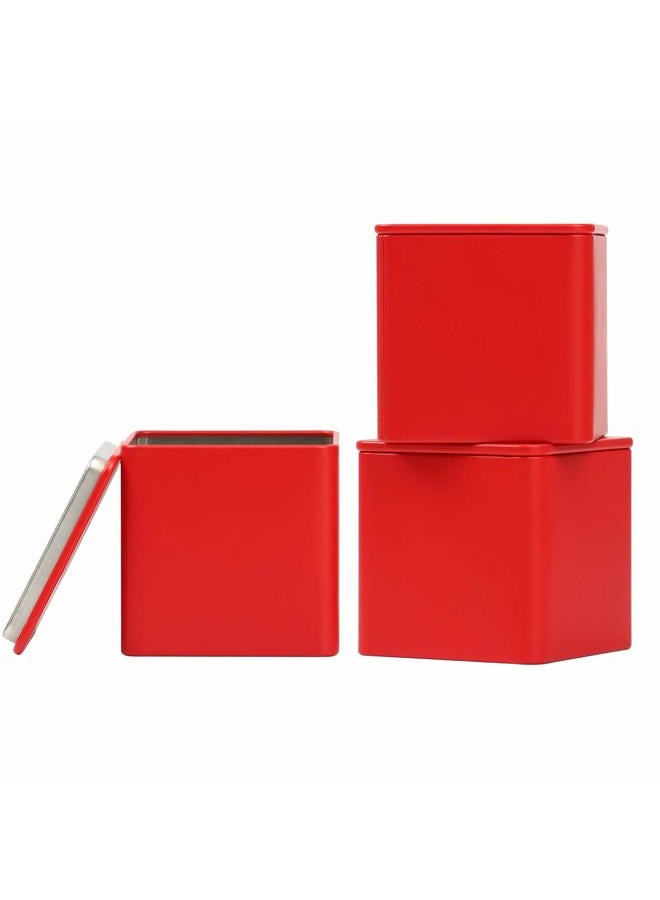 Tianhui Square Tin Can Empty Cube Steel Box Storage Container kit 65mm Series for Treats, Gifts, Favors, Loose Tea, Coffee and Crafts, Red, 3S - Image 1
