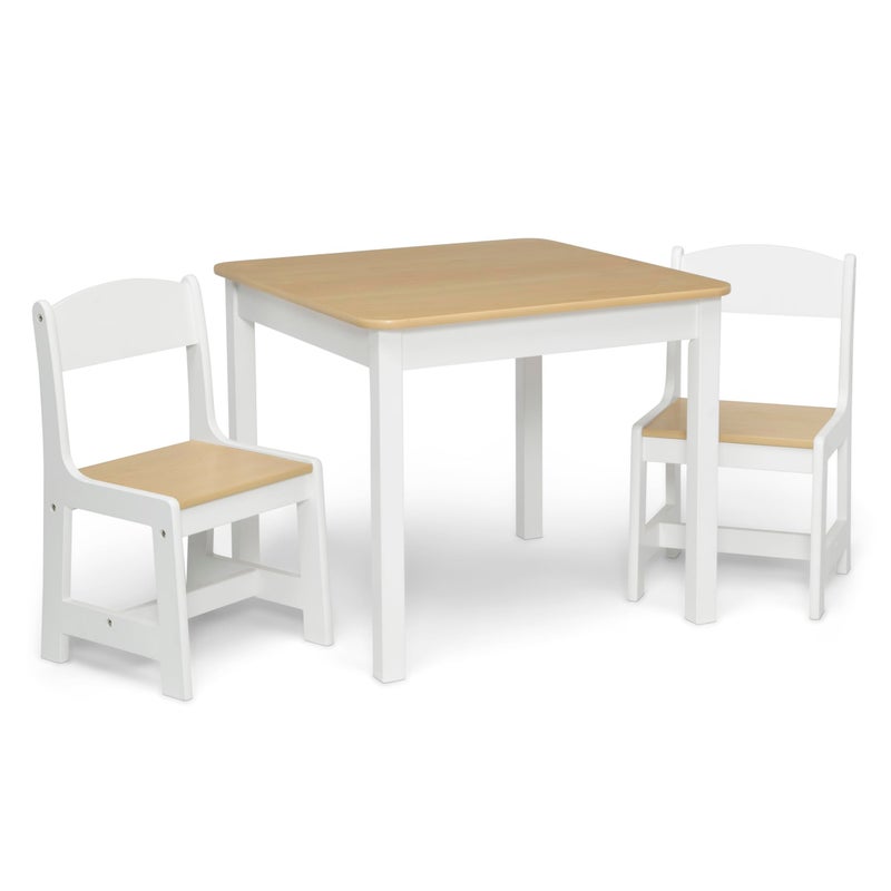 Delta Children MySize Kids Wood Table and Chair Set 2 Chairs Included Ideal for Arts Crafts Snack Time Homeschooling Homework More Bianca WhiteNatural