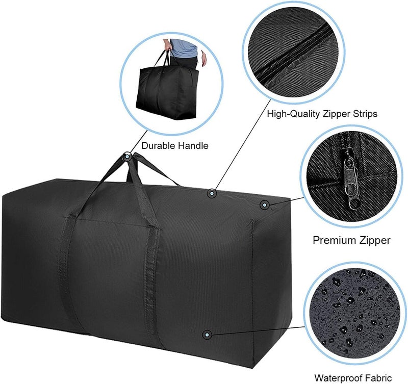 Waterproof Clothes Storage Bag 65x55 cm, Heavy Duty Bedding & Blanket Organizer, Dustproof Quilt Storage Bag with Strong Zipper & Handles (Two packs) - Image 2