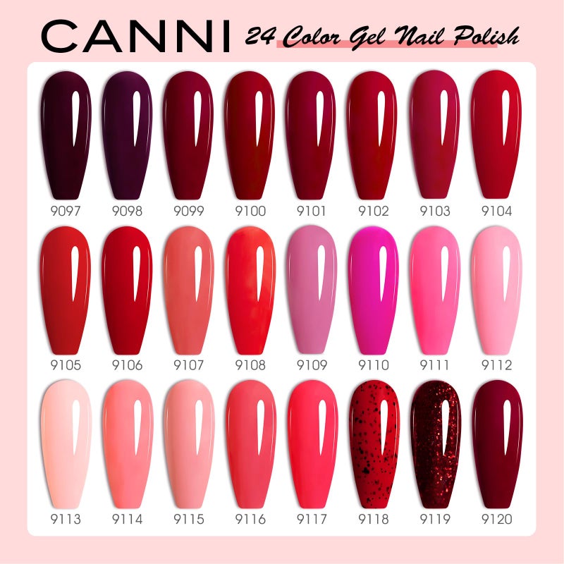 CANNI 30Pcs 9ML Hema-free Gel Nail Polish Set,Dark Red Hot Pink Purple Brown Burgundy Red Jelly Gel Polish Kit Soak Off LED Nail Polish Set Nail Art Starter Manicure Salon DIY at Home - Image 3