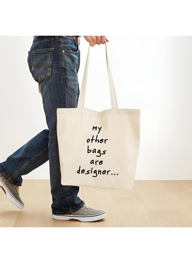 Spoil Your Wall My Other Bags Are Designer Quotes Tote Bag, Natural Shopping Bag, 38x42cm Reusable Jute Bag by Spoil Your Wall  - Image 2