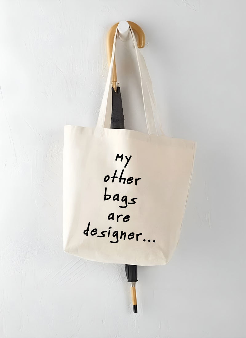 Spoil Your Wall My Other Bags Are Designer Quotes Tote Bag, Natural Shopping Bag, 38x42cm Reusable Jute Bag by Spoil Your Wall  - Image 3