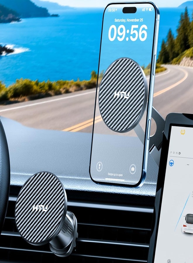 HTU 【2025 Military-Grade】HTU for MagSafe Car Mount【Upgraded Strongest Magnetic&Suction】Magnetic Phone Holder Cell Stand for Phone Holders for Your Car for Tesla Truck Cradle for iPhone 17 16 15 Air,Black - Image 1