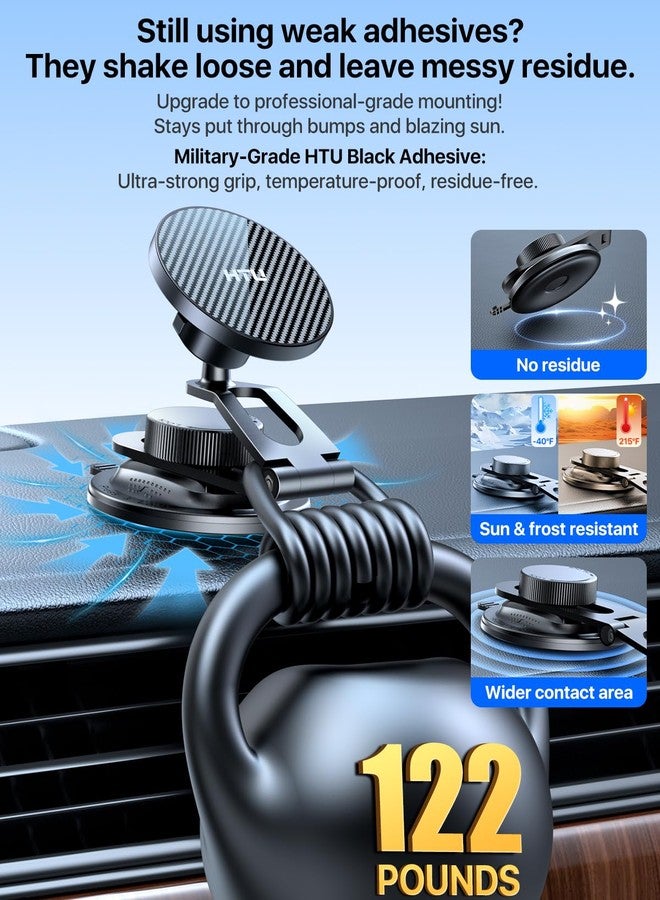 HTU 【2025 Military-Grade】HTU for MagSafe Car Mount【Upgraded Strongest Magnetic&Suction】Magnetic Phone Holder Cell Stand for Phone Holders for Your Car for Tesla Truck Cradle for iPhone 17 16 15 Air,Black - Image 2