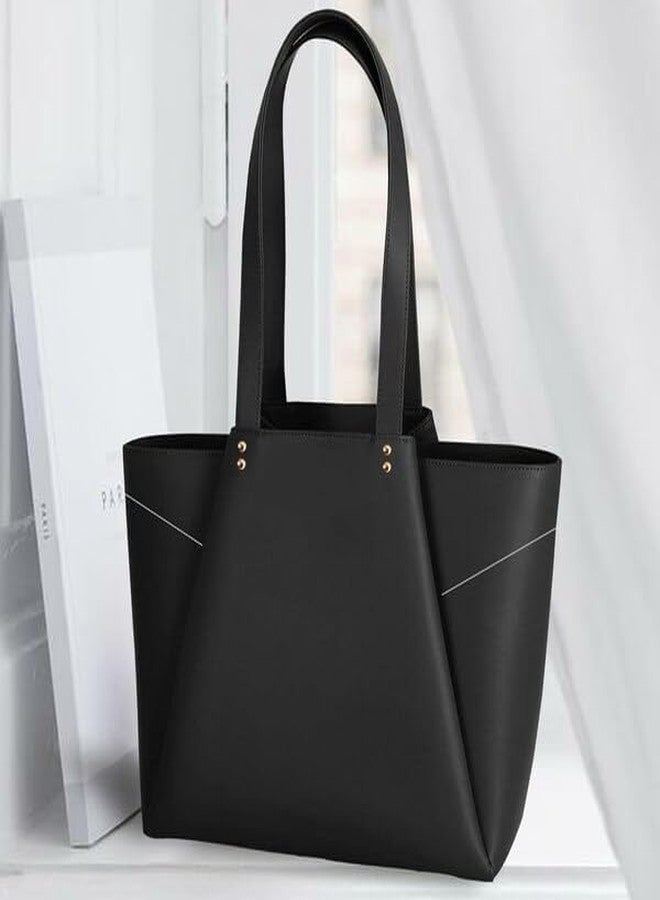 HaveGlam Premium Classic PU Leather Tote Bag for Women | Stylish Shoulder Handbag for Office, Travel & Daily Use | Large Capacity Casual Tote Purse for Girls & Ladies-Black - Image 5