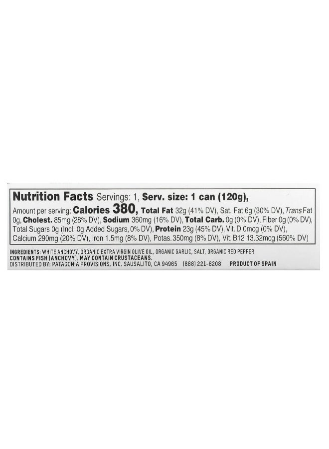 Patagonia Provisions, Roasted Garlic Spanish White Anchovies in Extra-Virgin Olive Oil, 4.2 oz (120 g) - Image 2