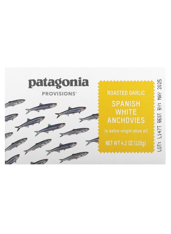 Patagonia Provisions, Roasted Garlic Spanish White Anchovies in Extra-Virgin Olive Oil, 4.2 oz (120 g) - Image 1