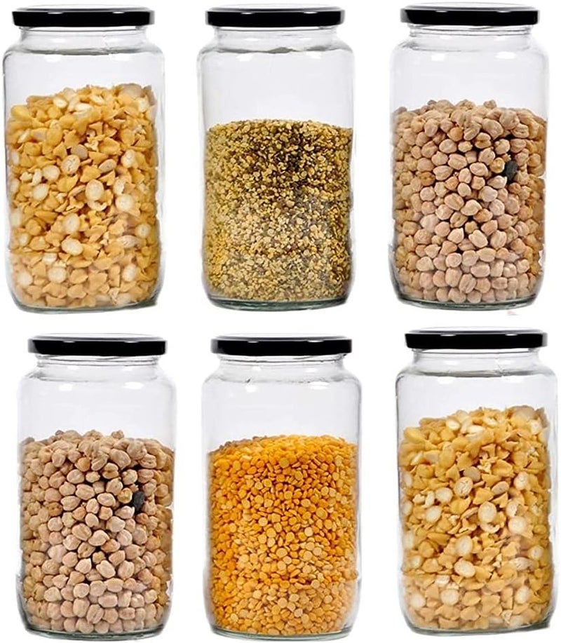 C V Cartvilla glass jar 1000 ml for kitchen storage / 1kg set of 8 1ltr with Air Tight Black Cap. Best to use in Kitchen, Home, Office, Hotel, Dhaba & Restaurant Storage Container. (1000 gram) - Image 2