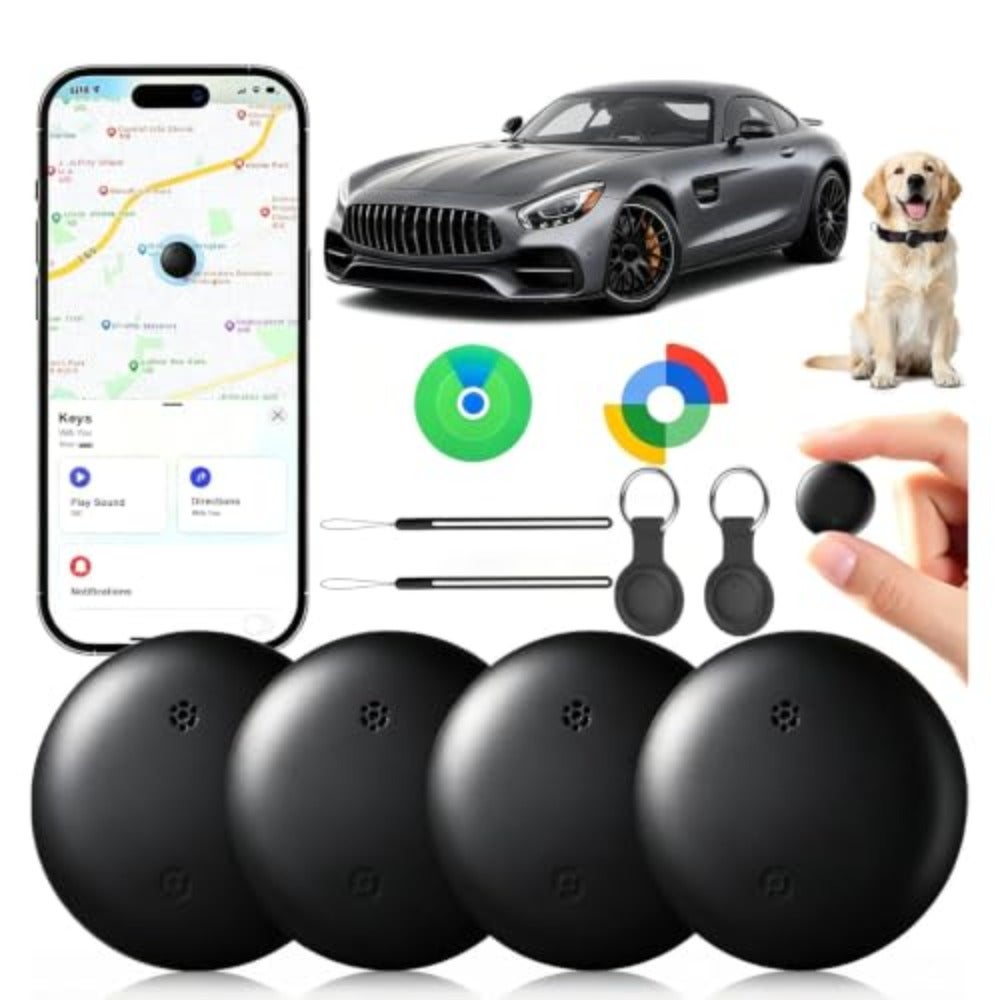 Smart Tracker Tag For Keys Luggage - Bluetooth Item Locator Finder Compatible With Apple Find My Google Find Hub - Dual System Support For Android iOS Devices - Black